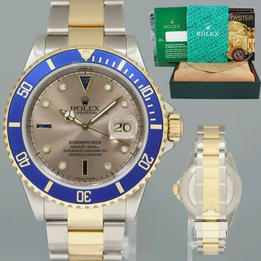 MINT ROLEX SUBMARINER MEN'S GOLD BUCKLE WATCH